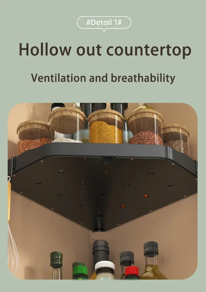 Kitchen Seasoning Shelf – 3 Tier Spice Rack & Chopstick Organiser for Corner Countertops